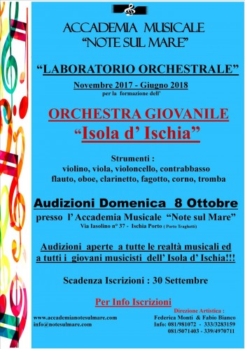 ORCHESTRA GIOVANILE DELL' ISOLA D'ISCHIA  - AUDIZIONI DOMENICA 8 OTTOBRE 