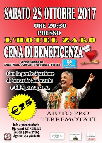 L'Hotel Zaro presenta: Cena di Beneficenza