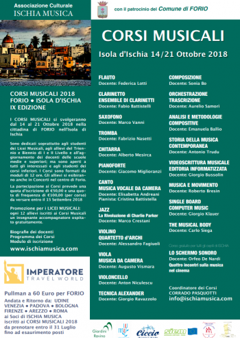 Associazione Culturale Ischia Musica - Corsi Musicali Ottobre 2018