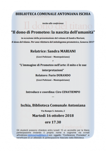 Presentazione del libro: Il dono di Prometeo: La nascita dell'umanità - Sandra Mariani