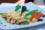 Squid with rocket pesto and potatoes